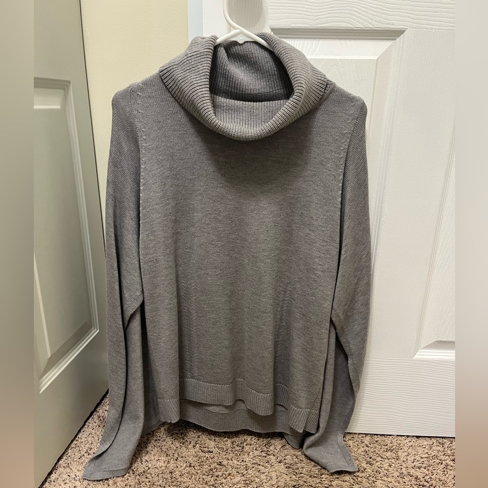Banana Republic Elegant Gray Cowl Neck Sweater with cape arms.